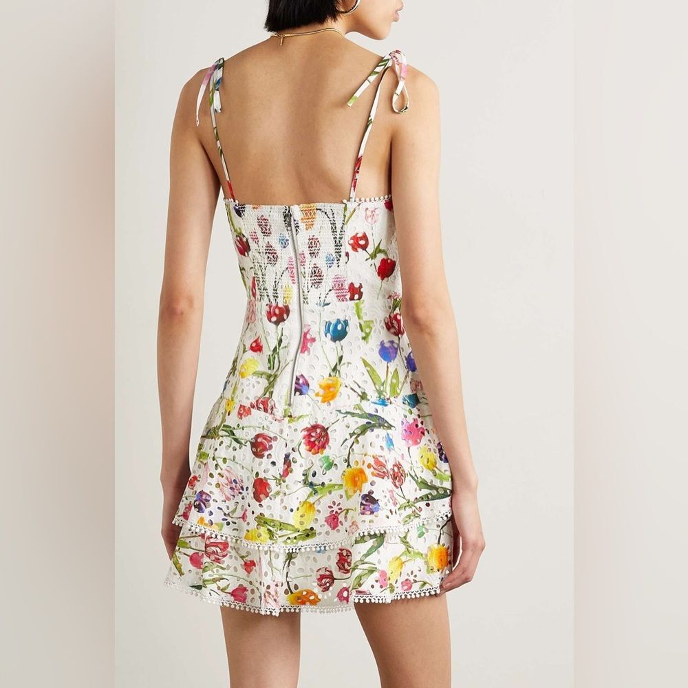Alice + Olivia Rosette Floral Print Cotton Mini Dress, NWT, Size XS - Picture 12 of 16